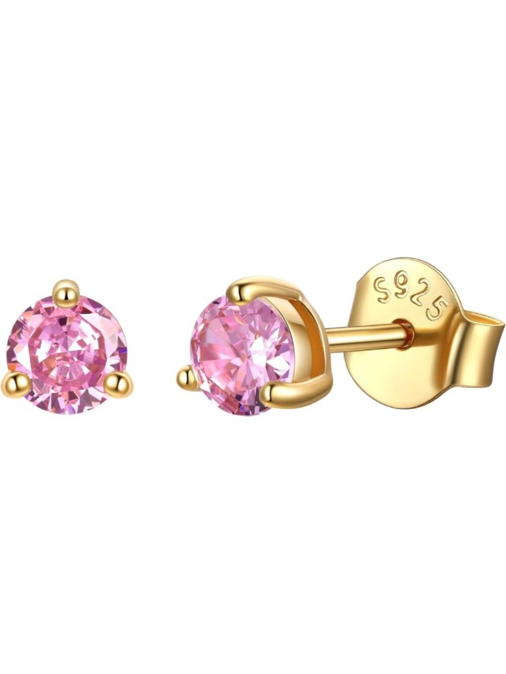 Colorful 925 Sterling Silver Stud Earrings with Cubic Zirconia Birthstones